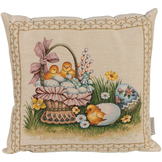 Gobelin Kissenhülle Kükenglück 45x45 cm