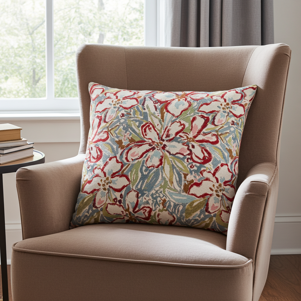 Jacquard Kissenhülle Pastell Lilie 45x45 cm