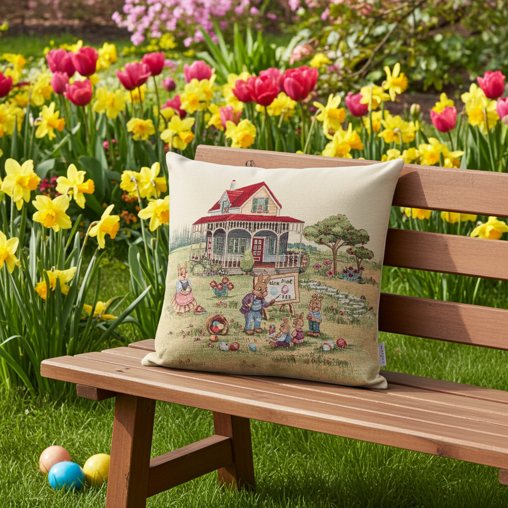 Gobelin Hasenschule 45x45 cm