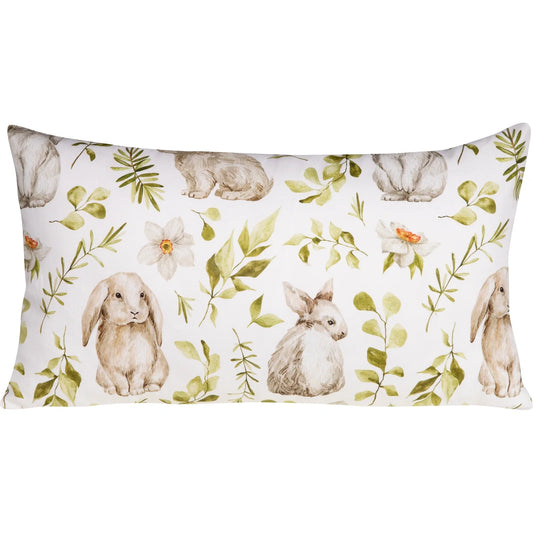 Baumwoll Kissenhülle Hasen & botanische Zweige 30x50 cm
