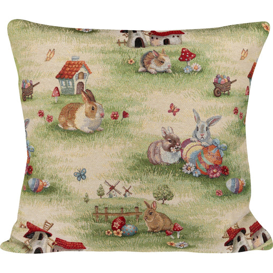 Gobelin Kissenhülle Buntes Ostertreiben 40x40 cm