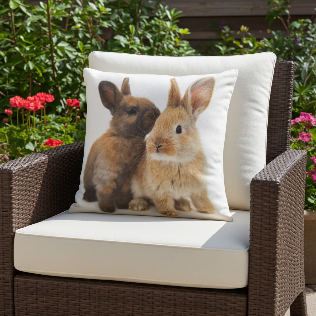 Kissenhülle mit zwei niedlichen Hasenfreunden - Bunny Buddies 45x45 cm