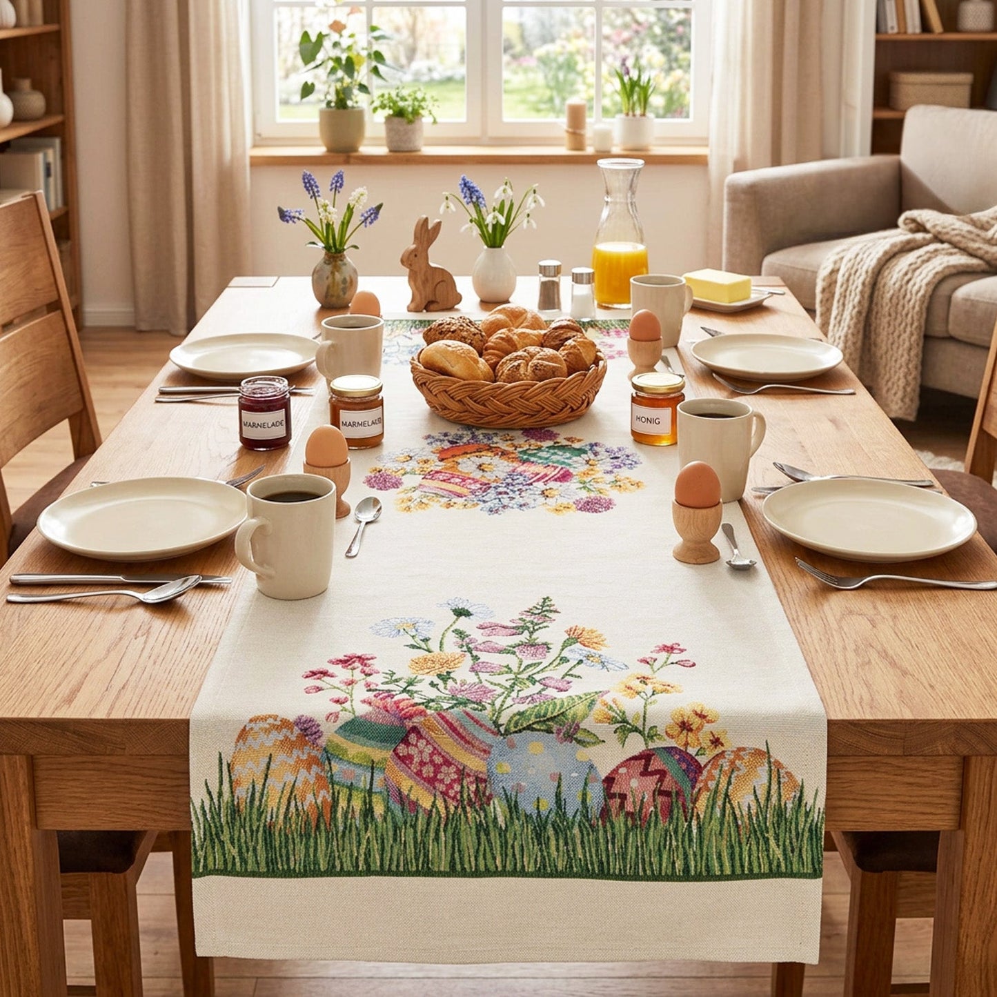Gobelin Tischband Osterwiese 45x140 cm