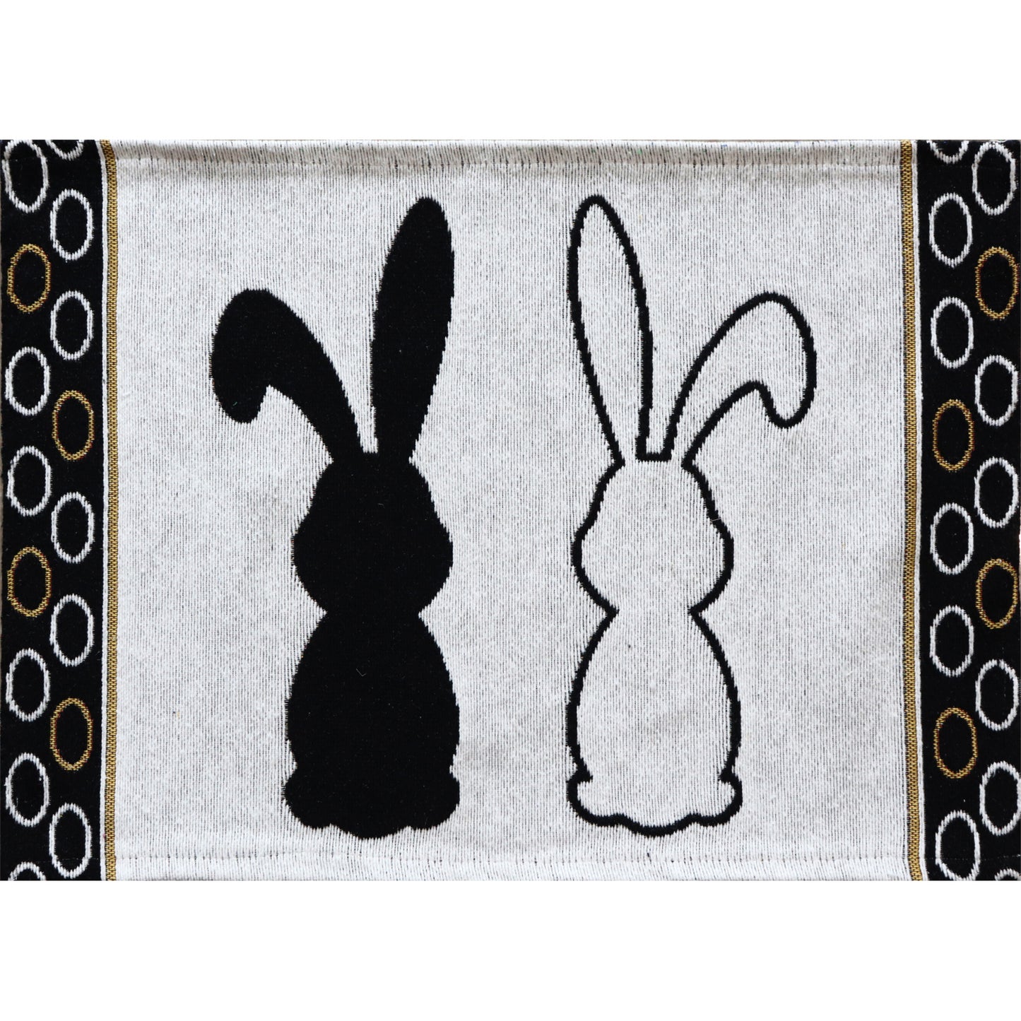 Gobelin Tischset Hasen-Duo Schwarz-Weiß 33x50 cm