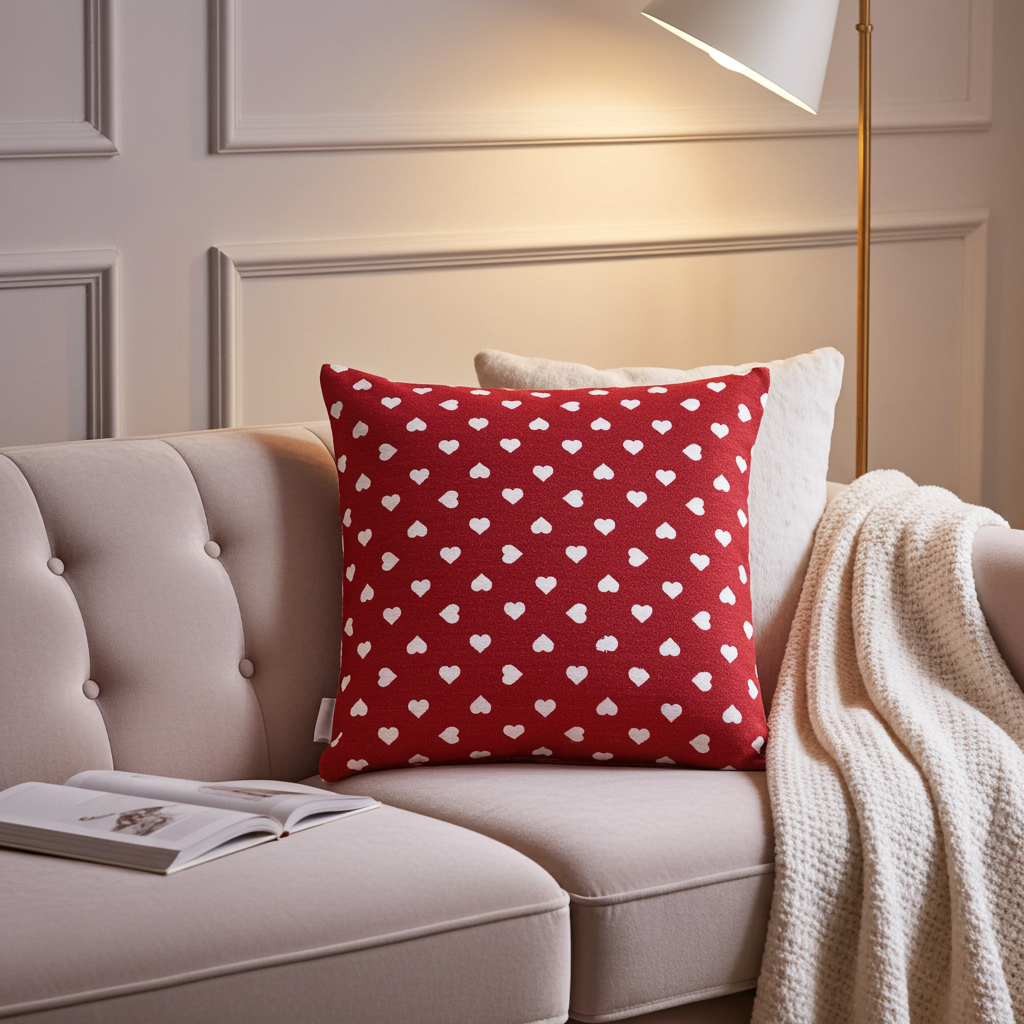 Kissenhülle Lieblingsplatz rot - Montana Hearts 50x50 cm