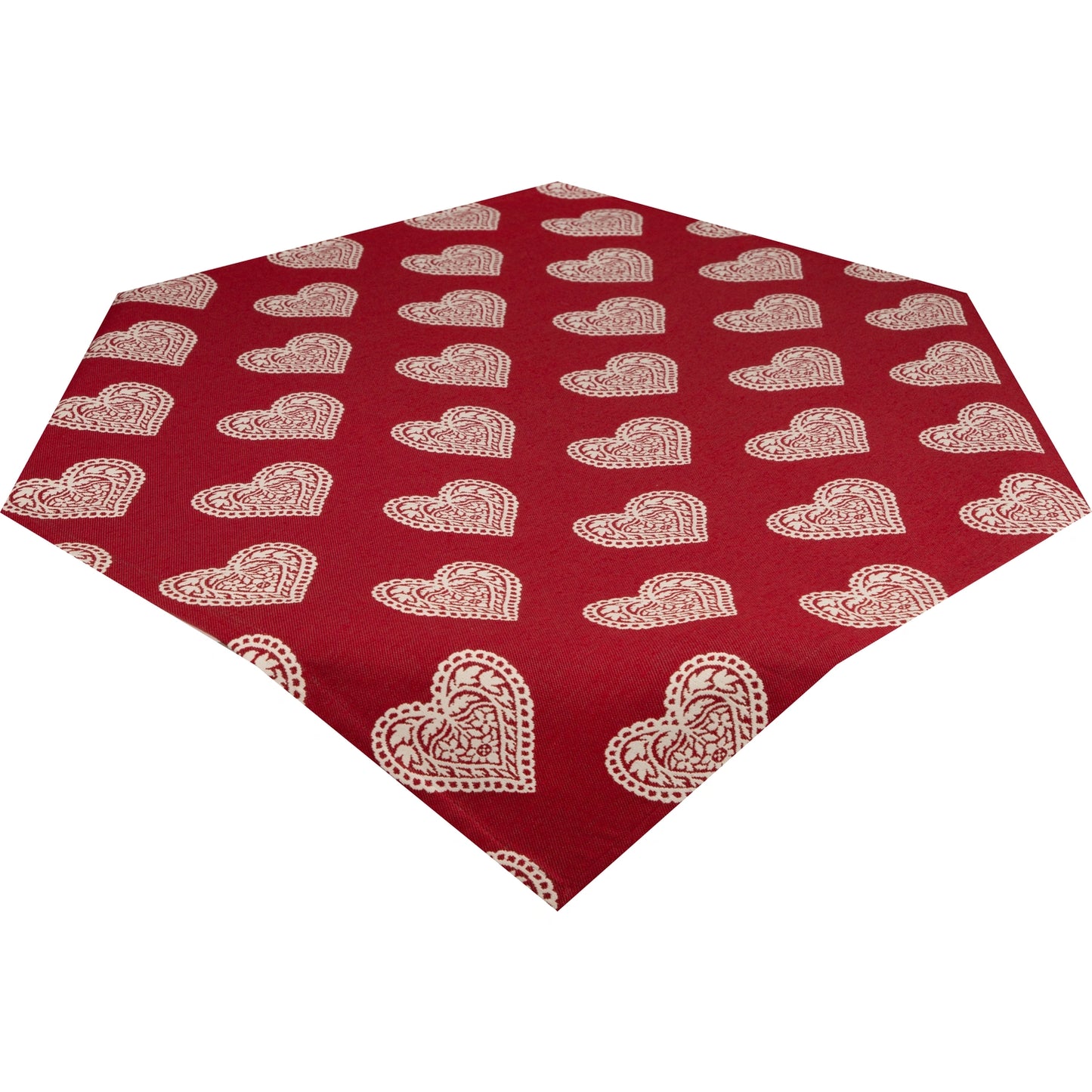 Mitteldecke Ornament Herz rot - Lagundo Hearts 85x85 cm