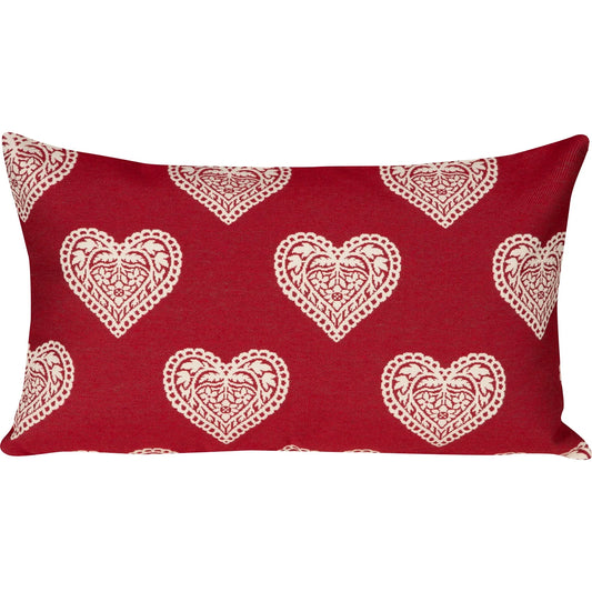 Jacquard Kissenhülle Ornament Herz rot 30x50 cm