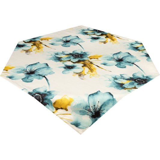 Edel Samt Tischdecke Blaue Mohnblume 110x110 cm