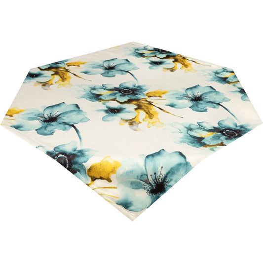 Edel Samt Tischdecke Blaue Mohnblume 110x110 cm