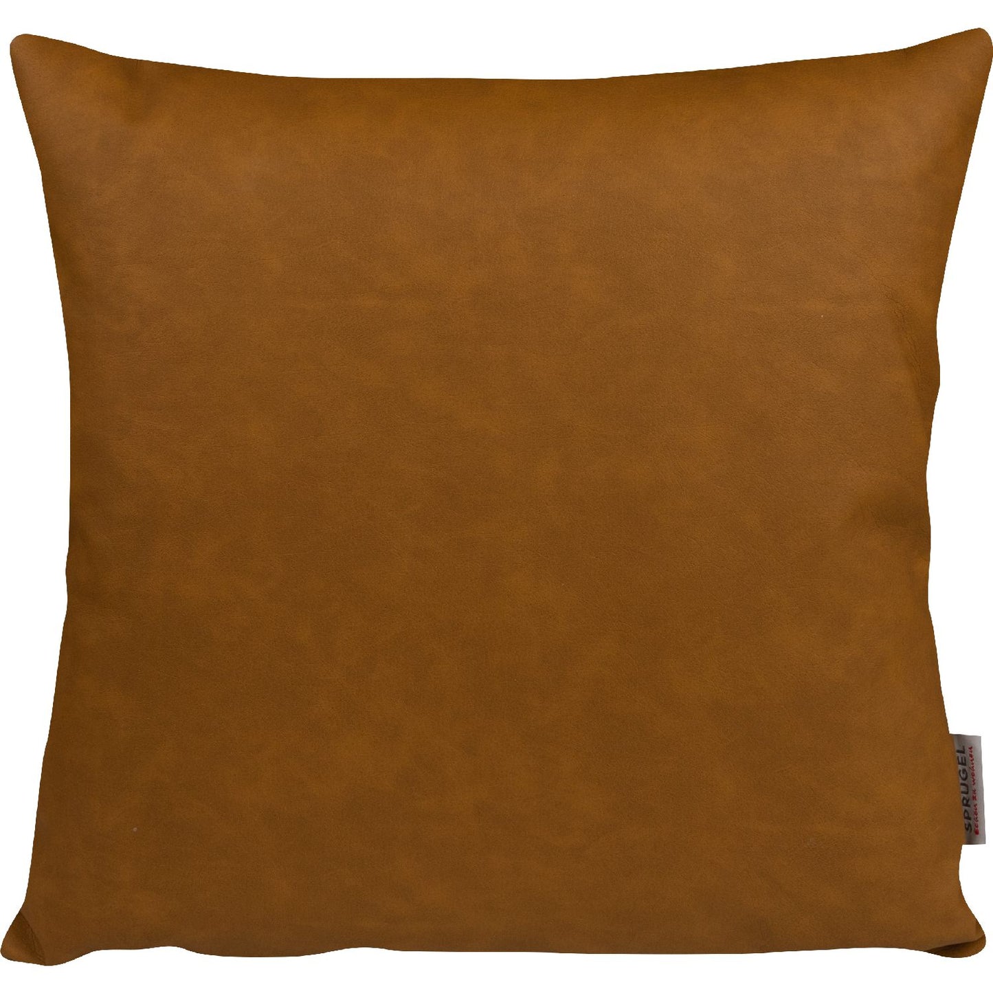 braune Kunstleder Kissenhülle - Poemia solid cognac - 60x60 cm