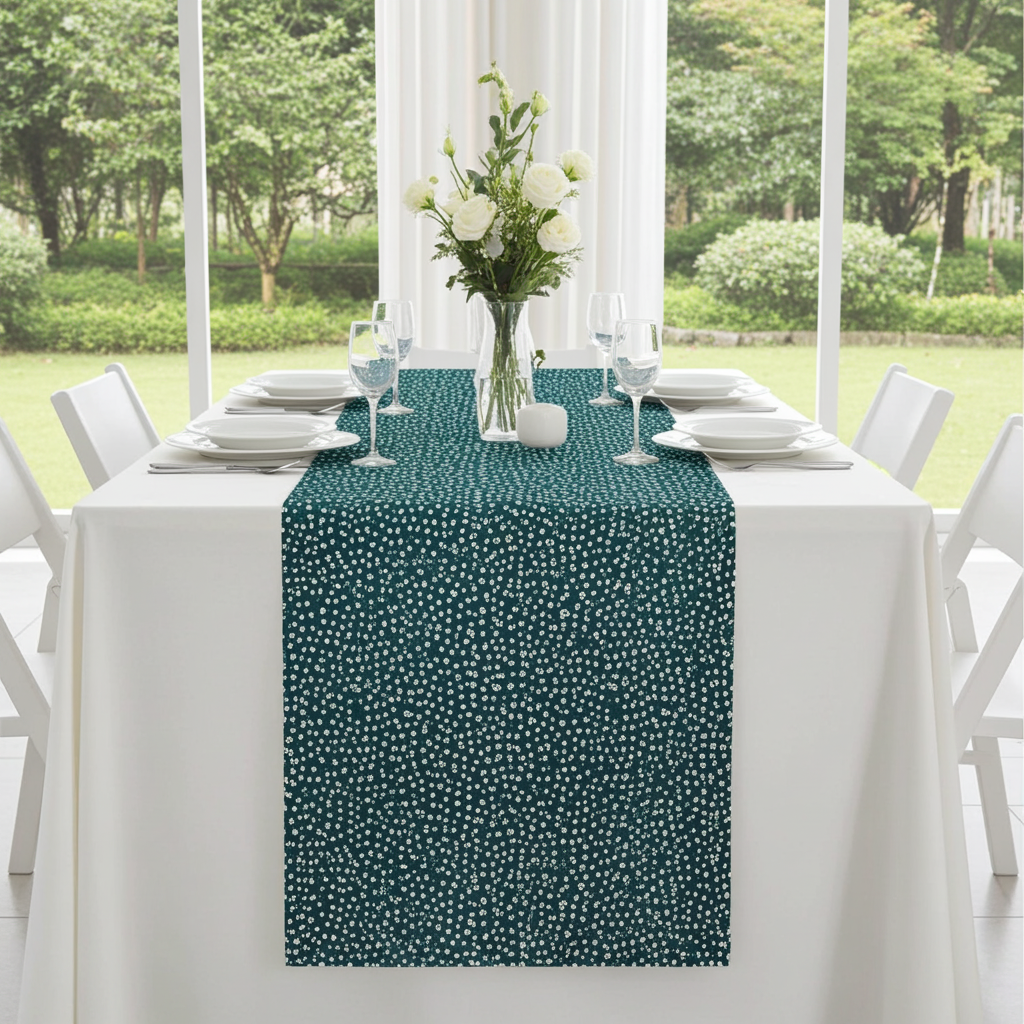 gepunkteter Tischläufer in türkis - Poemia Dots - 40/90 cm