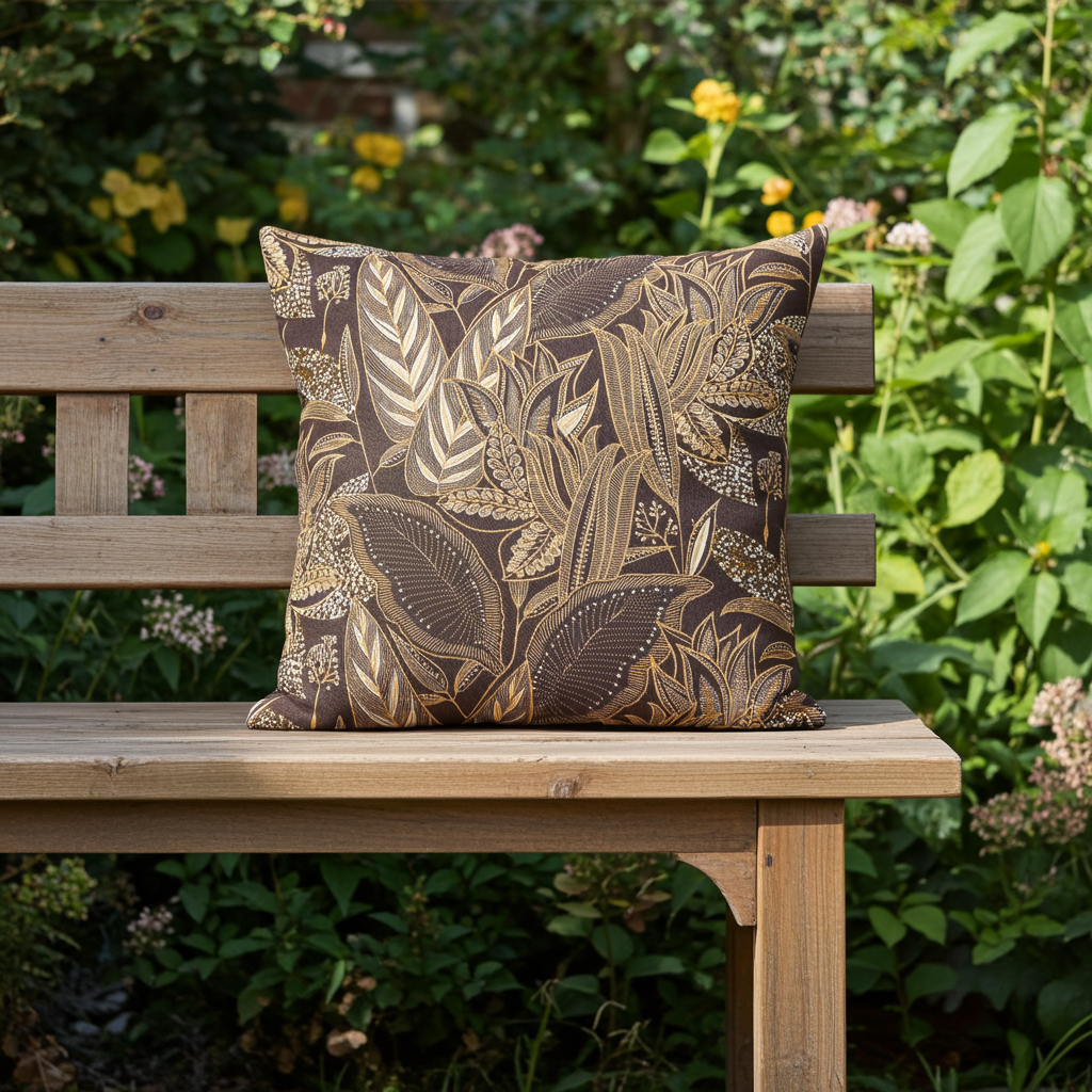 Kissenhülle Savannen Gold - Timbu Leaves dark 40x40 cm