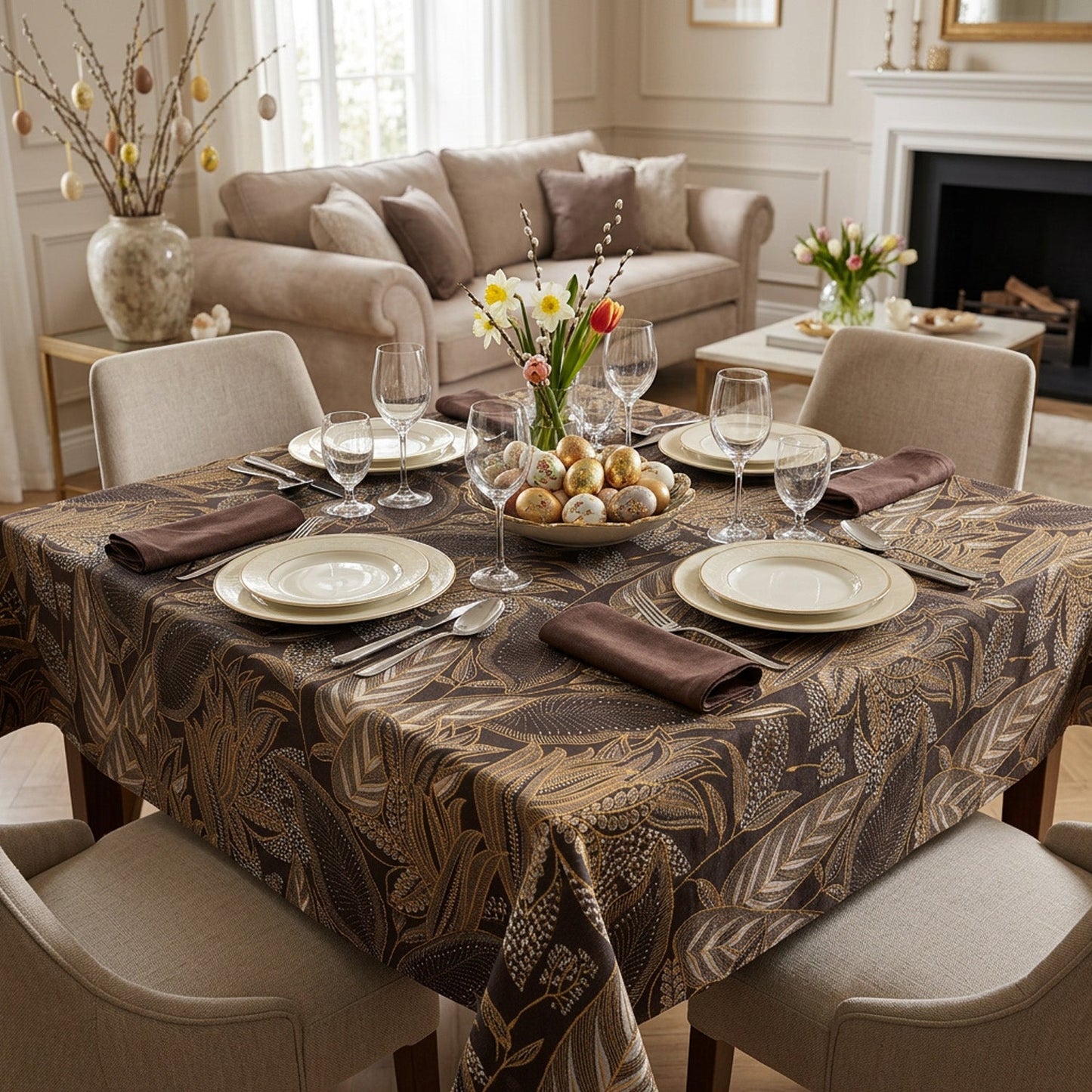 Jacquard Mitteldecke Savannen Gold 85x85 cm