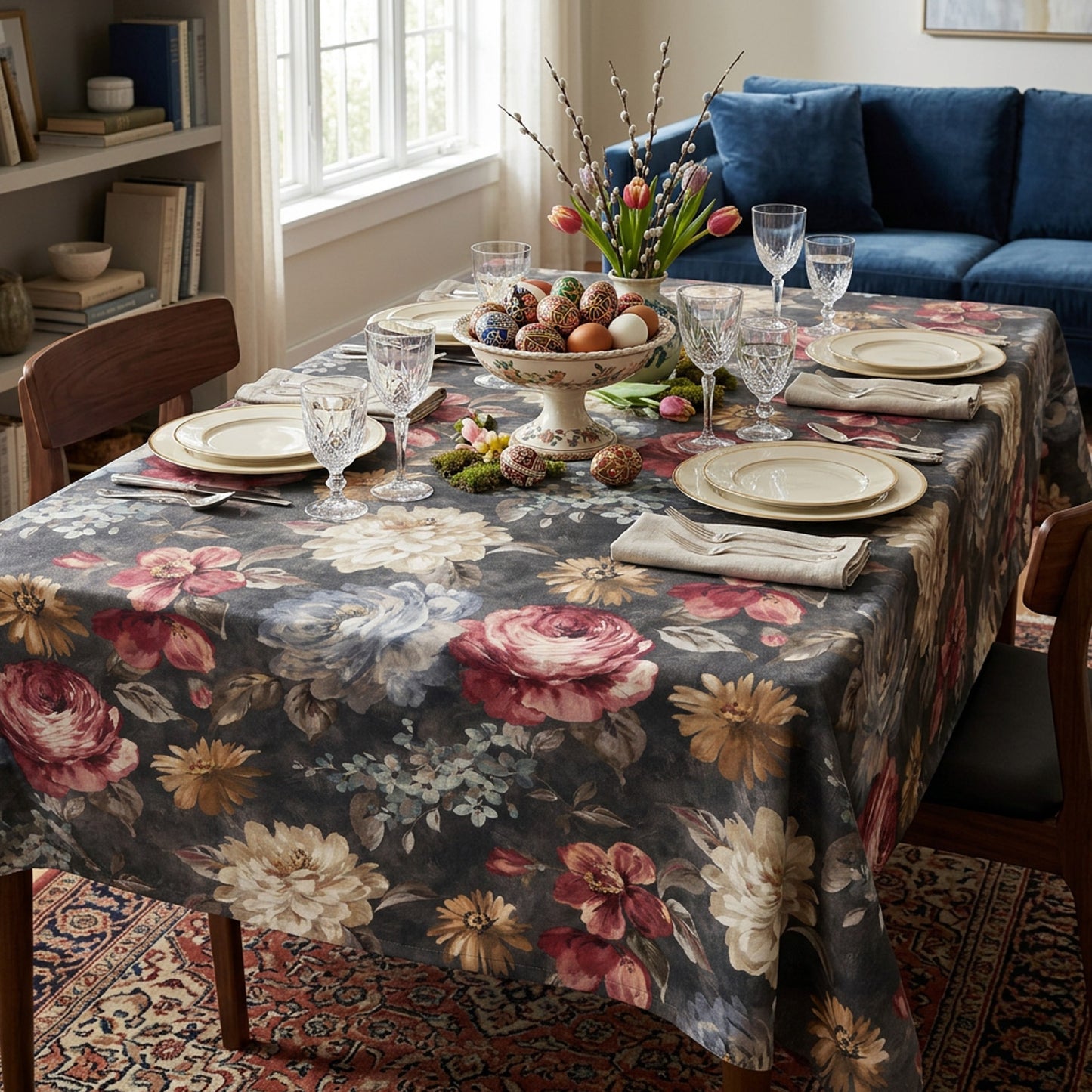 Baumwoll Mitteldecke Rosenpracht 85x85 cm