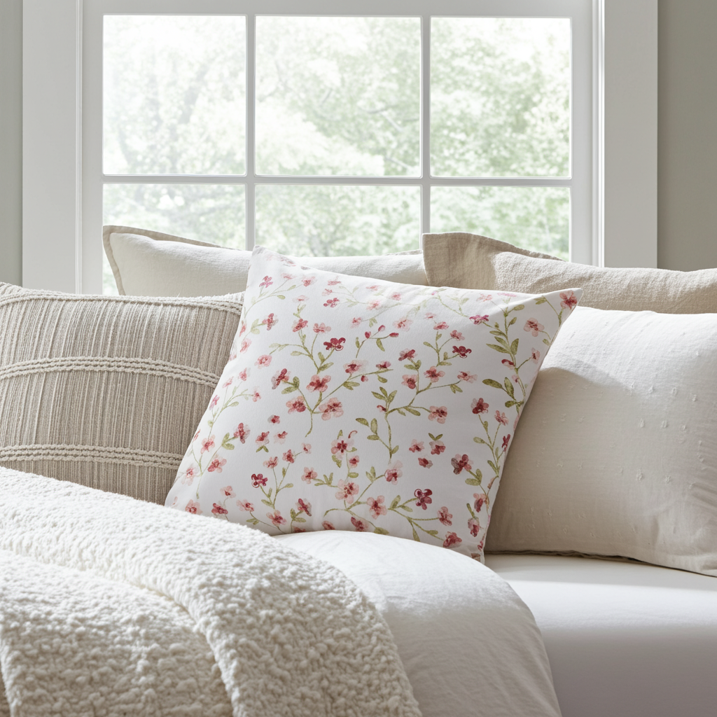 Baumwoll Kissenhülle Nabari Kirschblüte 40x40 cm