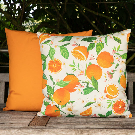 Baumwoll Kissenhülle Orangen und Orangenblüten 50x50 cm