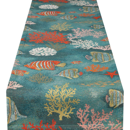 Jacquard Tischläufer Fische und Korallen 38x150 cm
