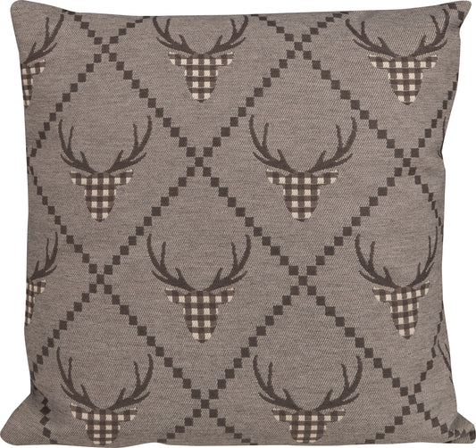 Kissenhülle Lagundo Deer Grau 45x45 cm | Fein & Glatt - Hirsch Geweih Grau Raute