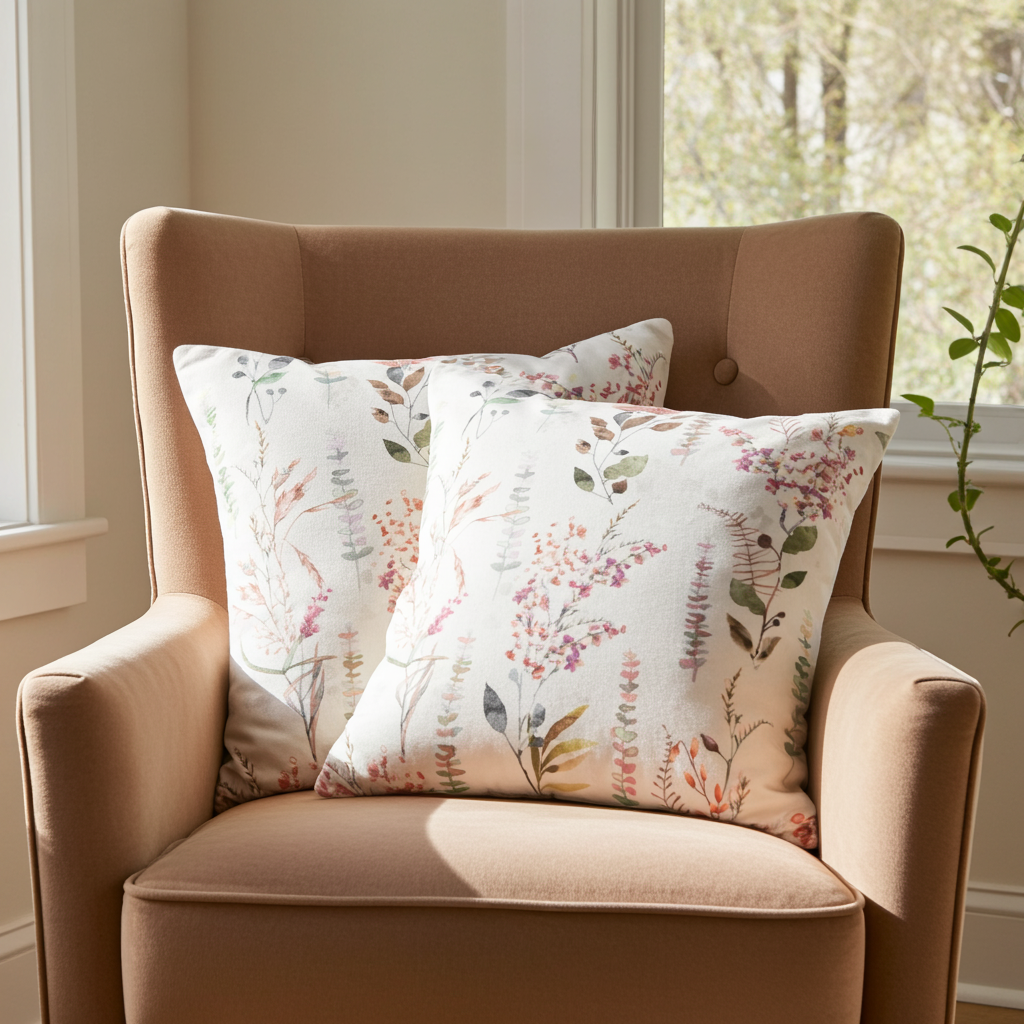 Baumwoll Kissenhülle Frühlingswildwuchs 60x60 cm