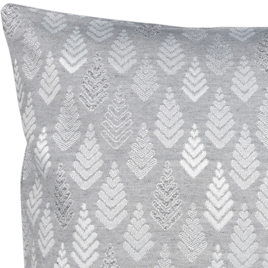 Kissenhülle Shiny Tree Grau Silber 50x50 cm | Fest & Griffig - Glitzereffekt Tannenbaum Grau Silber