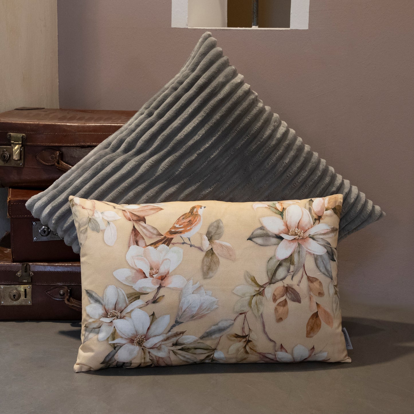 Fellimitat Kissenhülle Cord Optik fein gerippt grau 45x45 cm