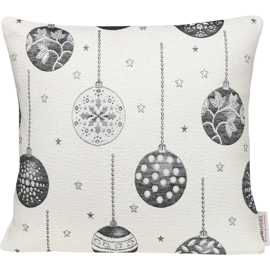 Jacquard Kissenhülle Weihnachtskugeln grau-weiß 50x50 cm | schlicht & moderne Weihnachtsdekoration