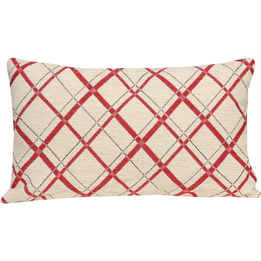 Wendekissenhülle Sterne und Karo rot/beige 40x60 cm