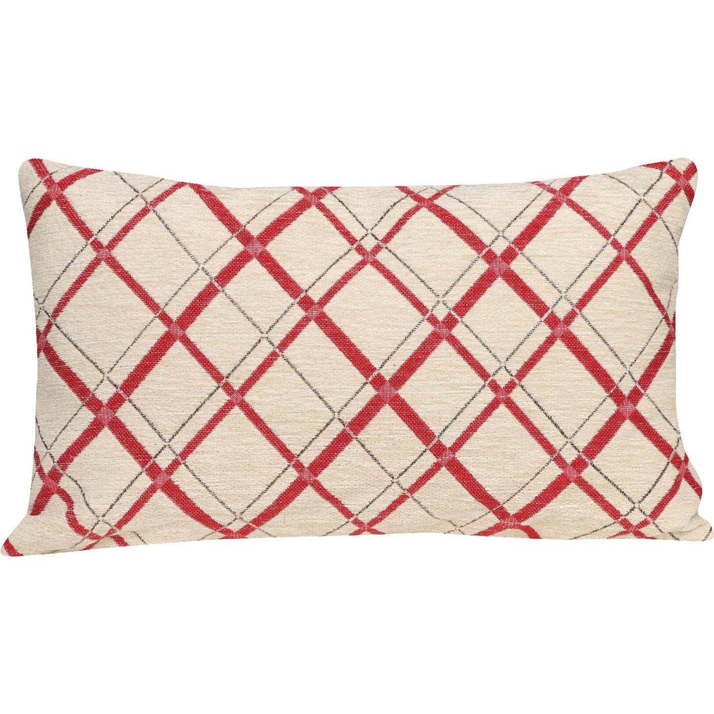 Wendekissenhülle mit Sternen und Karo in rot/beige - Starlight Mix creme Chenille - 30x50 cm - SPRÜGEL