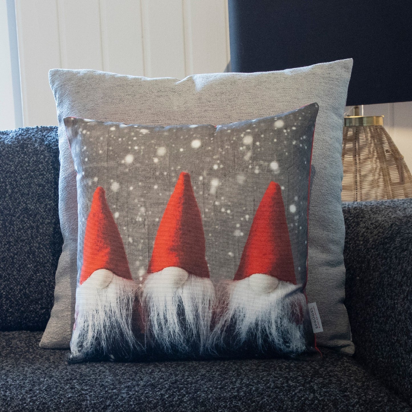 weihnachtliche Fotodruck Kissenhülle mit drei Wichteln - Three Dwarfs - SPRÜGEL