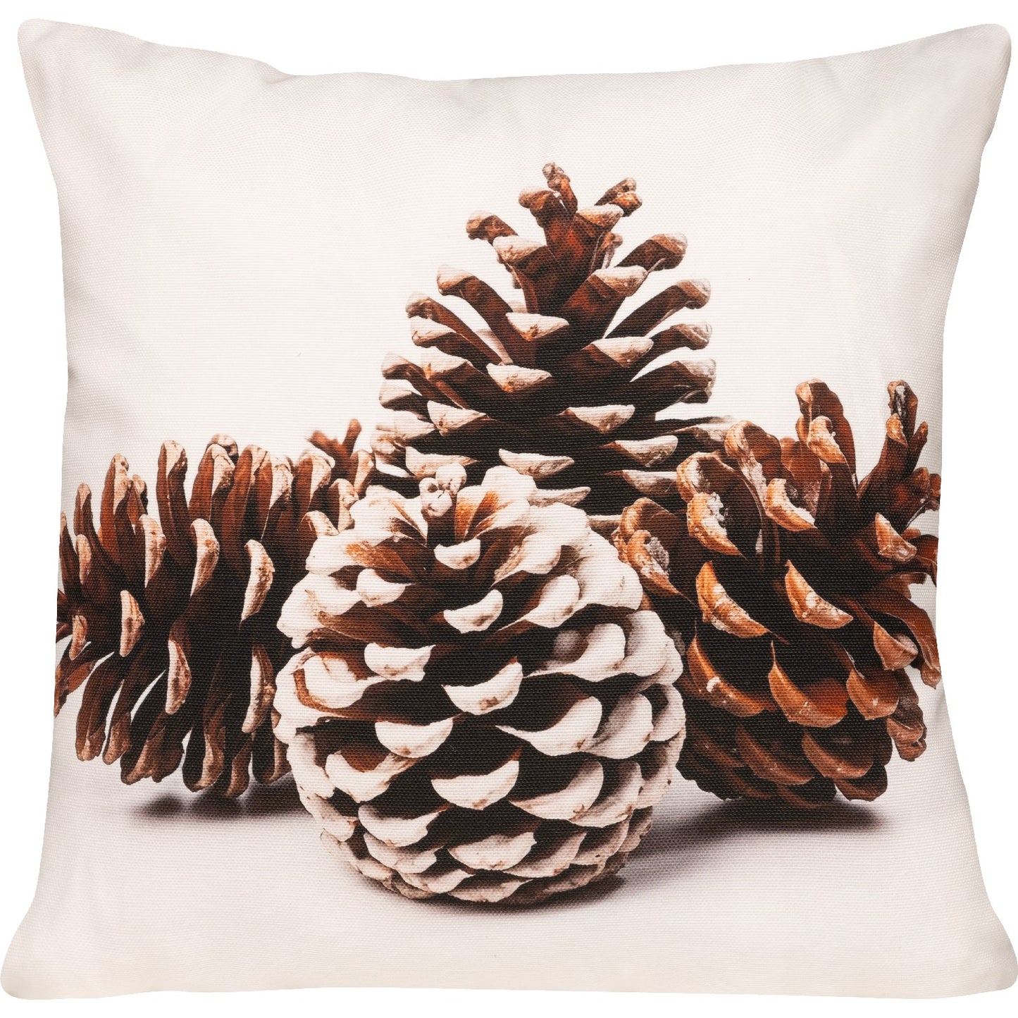 winterliche Kissenhülle mit vier Tannenzapfen und Schnee - Pinecone Four - SPRÜGEL