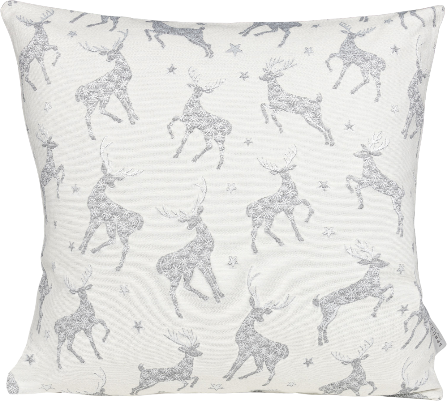 Kissenhülle Glamour Ciervo Silber 50x50 cm | Fein & Glatt - Hirsch Silber Creme Schneeflocke