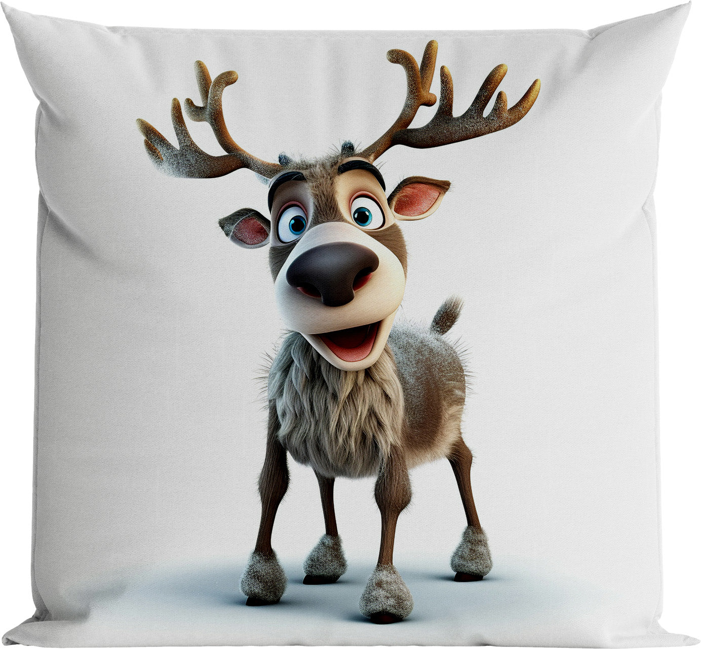 Kissenhülle Cute Rudolf 45x45 cm | Fein & Glatt - Rentier Cartoon Weiß Wendekissen