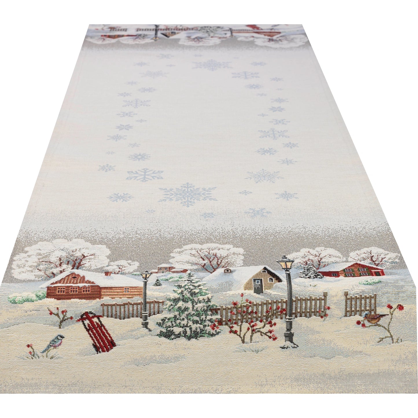 Gobelin Tischband Verschneites Tal - Winter Estate 45x140 cm