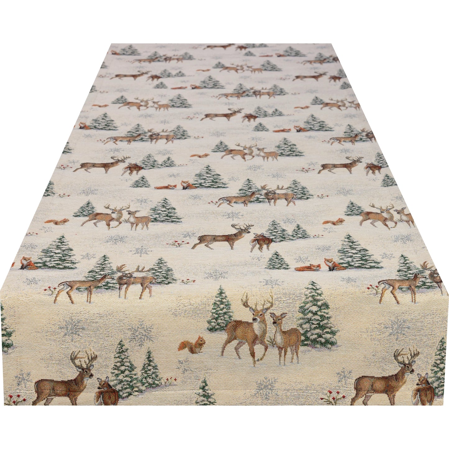 Gobelin Tischband Zauberwald der Tiere - Winter Forest 50x150 cm