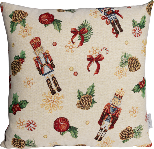 Kissenhülle Christmas Nutcracker 50x50 cm | Schwer & Griffig - Nussknacker Weihnachten Creme