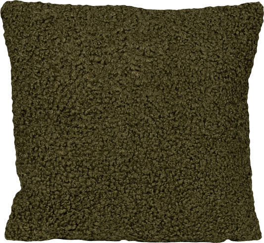 Kissenhülle Jardin Poodle Oliv 45x45 cm | Schwer & Griffig - Bouclé Olivgrün Uni Flauschig