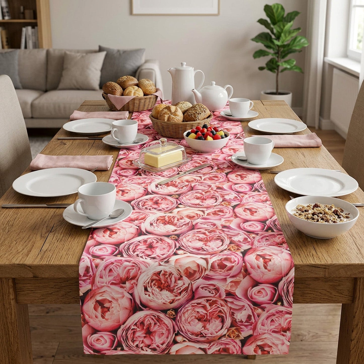 Präzisions-Druck Tischband Rosenfreude 45x150 cm