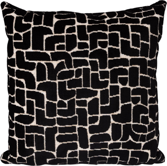 Kissenhülle Bonea Pattern 45x45 cm | Schwer & Griffig - Geometrisches Muster Schwarz Creme