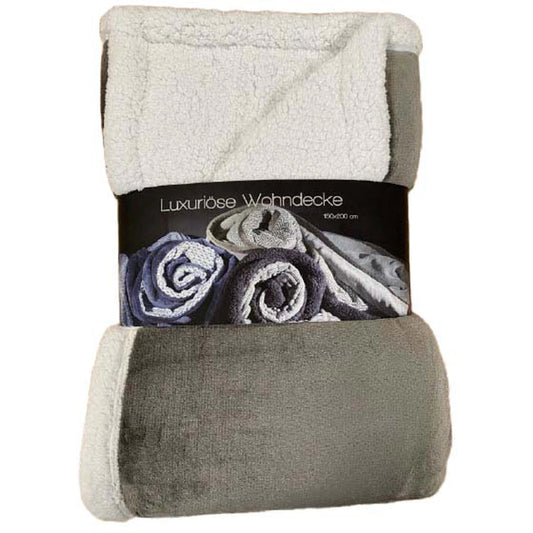 Kuschelige Sherpa Uni-Wohndecke taupe
