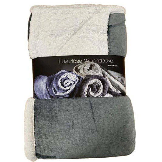 Kuschelige Sherpa Uni-Wohndecke grau
