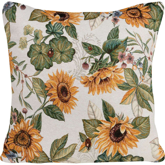 Gobelin Kissenhülle Sonnenblumen und Marienkäfer 40x40 cm