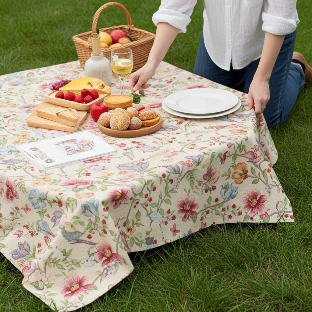 Mitteldecke Vogel im Blütenparadies 85x85 cm