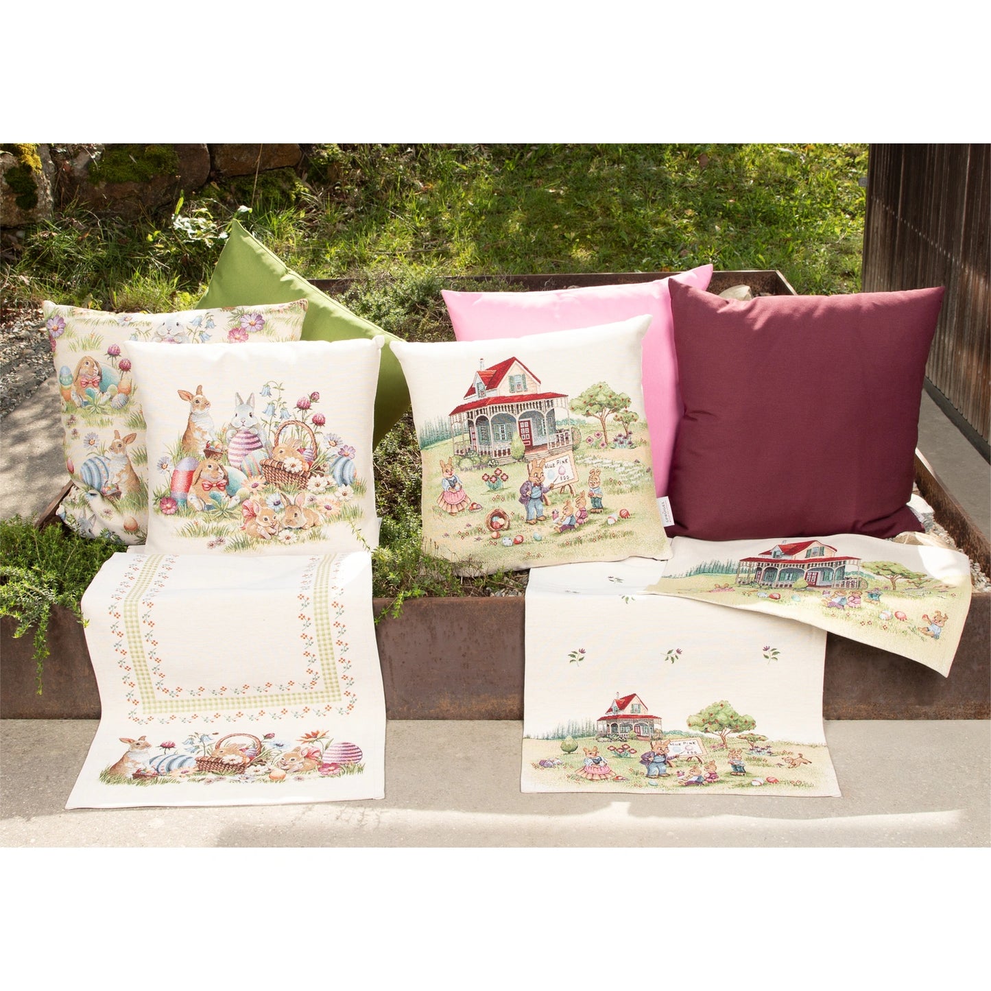 Gobelin Tischset mit Hasenschule - Rabbit School 40x50 cm