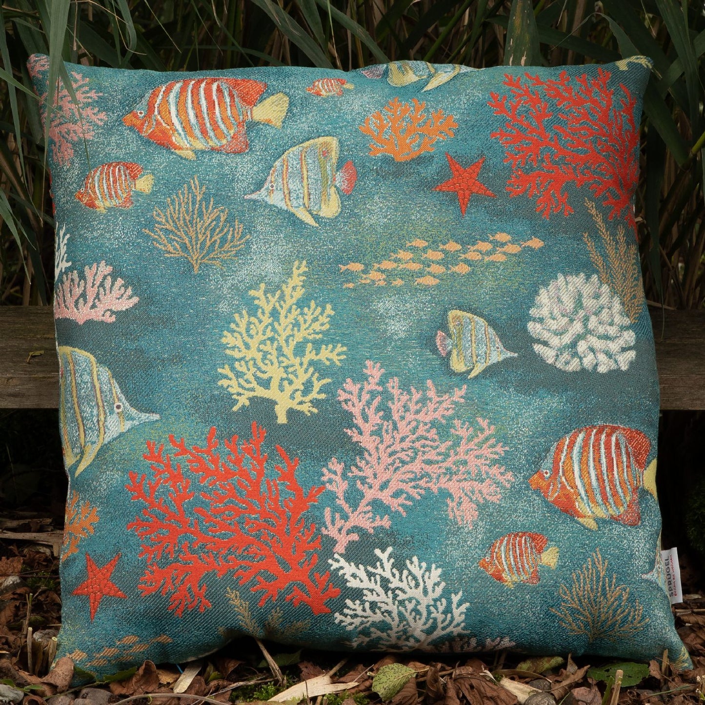 Kissenhülle mit Fischen und Korallen - Nautilus Aquarius - 45x45 cm