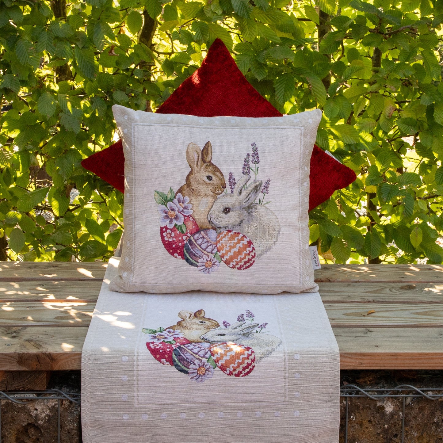 Gobelin Kissenhülle Hasen-Freundschaft 45x45 cm