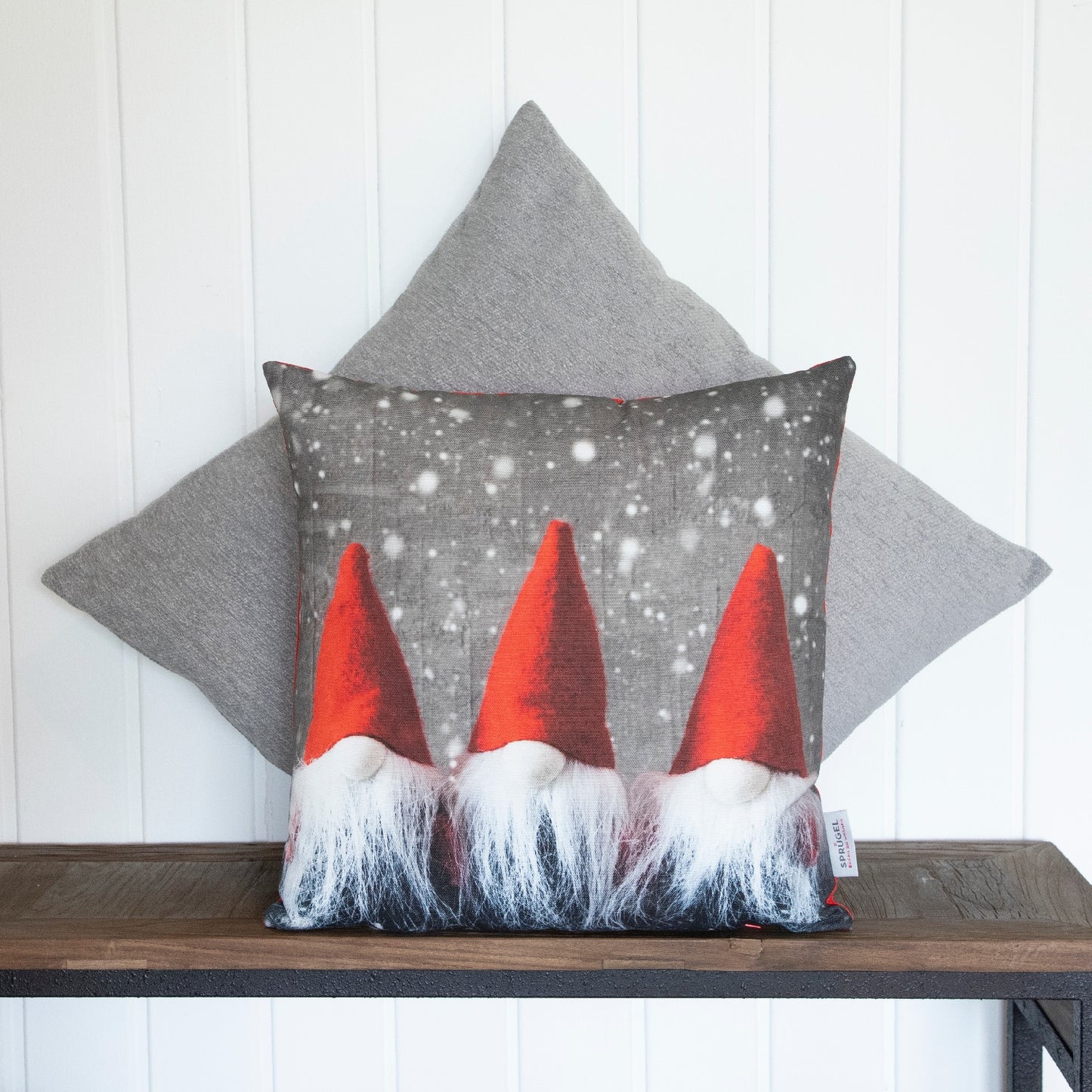 weihnachtliche Fotodruck Kissenhülle mit drei Wichteln - Three Dwarfs - SPRÜGEL