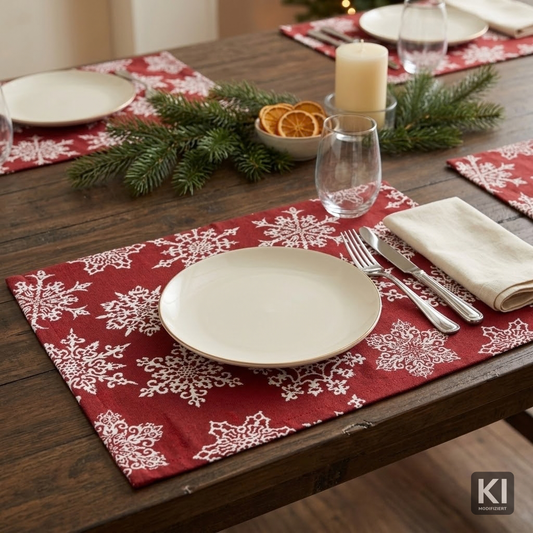 Gobelin Tischset Schneeflocken & Schneekristalle 35x50 cm