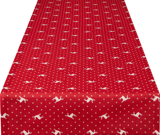 Tischband Cabana Home Deer Rot 50x150 cm | Fest & Griffig - Hirsch Motiv Rot Landhaus