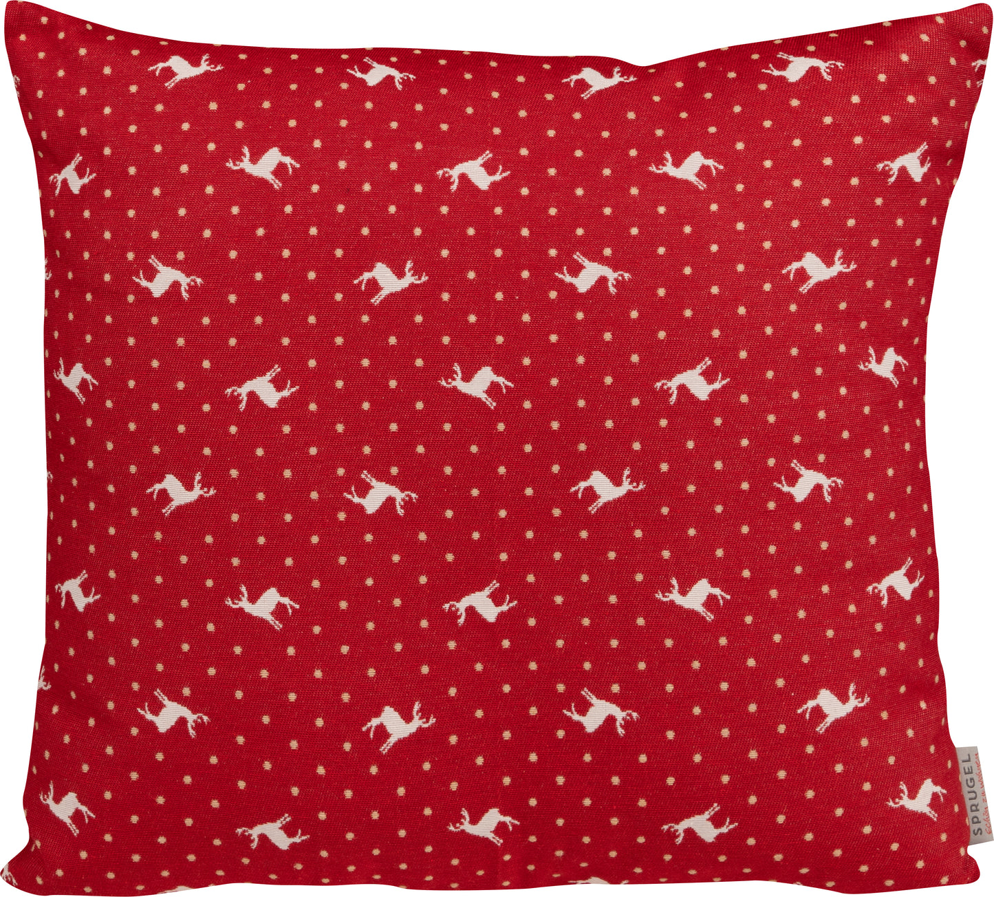 Kissenhülle Cabana Home Deer Rot 40x40 cm | Fest & Griffig - Hirsch Motiv Rot Landhaus