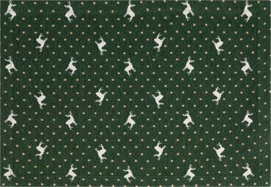 Tischset Cabana Home Deer Grün 35x50 cm | Fest & Griffig - Hirsch Motiv Waldgrün Landhaus